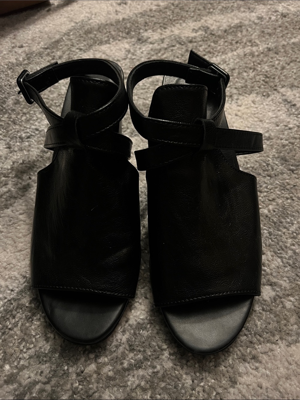 Black Women's Open-Toe Ankle Strap Sandals